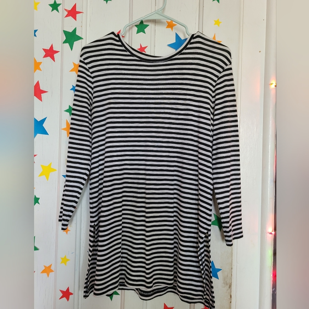 Old Navy Black And White Striped Tunic Size Small